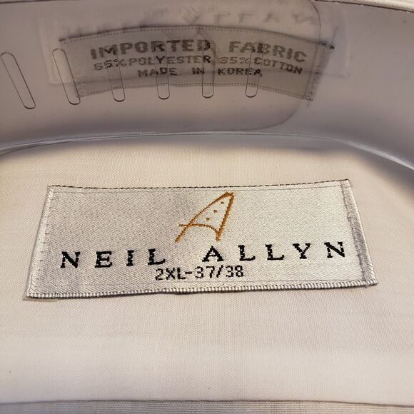 NEIL ALLYN TUXEDO SHIRT 2XL White 37/38 WING COLLAR MPORTED FABRIC Tux Studs Men - Picture 3 of 11